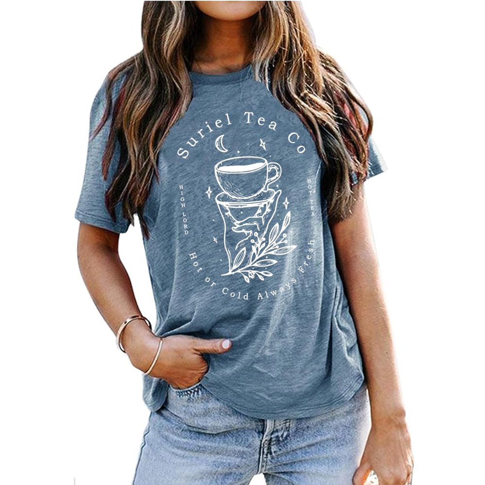 Acotar Velaris Shirt Women Night Court Gift T-Shirt City of Starlight Funny Graphic Tees Letter Print Short Sleeve Tops Blue