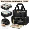 Jaffzora Extra Large Makeup Bag with 3 Removable Cases, Double Layers Travel Cosmetic Storage Organizer Bag with Detachable Dividers, Black view 2