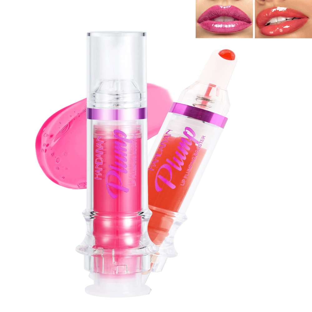 LYSdefeu Lip Plumping Booster-2Colors Spicy Lip Plumper Oil Lip Gloss, Plump and Pout Lip Plumper Hydrating Lip GLaze, Enhancing Plump Effect for Fuller Lips,Christmas Makeup Gift for Women-03+04