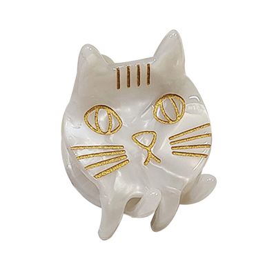 Mini Cat Hair Clip,Acetate Hair Clips,Small Hair Clip for Women,Pack of 3,White