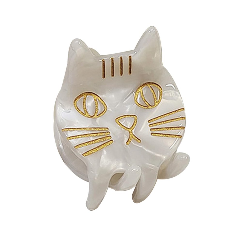Mini Cat Hair Clip,Acetate Hair Clips,Small Hair Clip for Women,Pack of 3,White