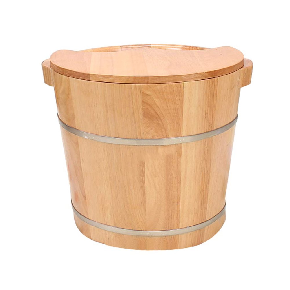 Katzowen Pedicure Foot Soak Household Foot Bath Pedicure Wooden Barrel Smooth and Delicate Pedicure Barrels Heightening with Lid 34CM Foot Spa Bath Massager