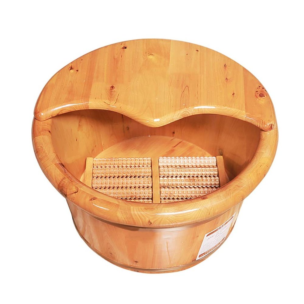 Katzowen Pedicure Foot Soak Heighten Foot Bath, Foot Bath Tub, Solid Wood Foot Bath Tub, Foot Tub, Pedicure Basin, Foot Massage Basin, Home, Hotel, 41 * 26 * 31cm Foot Spa Bath Massager