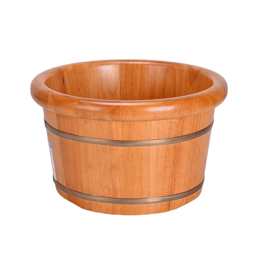 Katzowen Pedicure Foot Soak Thick Water-Saving Oak Foot Bath Barrel, Foot Bath Barrel, Tub, Footbath Foot Spa Bath Massager (Color : Foot Bath Without Cover)