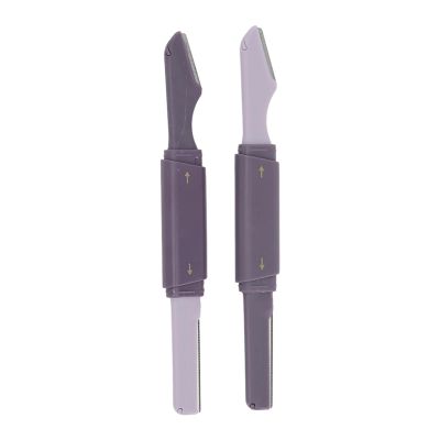 2pcs Eyebrow Trimming Knife, Facial Hair Removal for Women, Facial Hair Shaper Remover, Practical Easy to Use Dermaplaning Tool, Double Heads Stainless Steel Eyebrow Trimmer with Cover