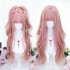 SCORRO Long Wavy Hair Curly Wig with Bangs, Pink Wig Daily Wigs Cosplay Wig Lolita Wig Hair, Cute Girl Wig Sweet Party Wig Halloween Wigs for Women Girls view 1