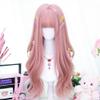 SCORRO Long Wavy Hair Curly Wig with Bangs, Pink Wig Daily Wigs Cosplay Wig Lolita Wig Hair, Cute Girl Wig Sweet Party Wig Halloween Wigs for Women Girls view 4