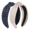 Knotted Jeweled Headband, Pearl Knotted Jeweled Hot Pink Headband for Women, Pearl Rhinestone Crystal Embellished Hairband Elegant Wide Top Knot Bride Headband Bachelorette Party (Black, Beige) view 1