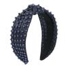 Knotted Jeweled Headband, Pearl Knotted Jeweled Hot Pink Headband for Women, Pearl Rhinestone Crystal Embellished Hairband Elegant Wide Top Knot Bride Headband Bachelorette Party (Black, Beige) view 2