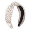 Knotted Jeweled Headband, Pearl Knotted Jeweled Hot Pink Headband for Women, Pearl Rhinestone Crystal Embellished Hairband Elegant Wide Top Knot Bride Headband Bachelorette Party (Black, Beige) view 3