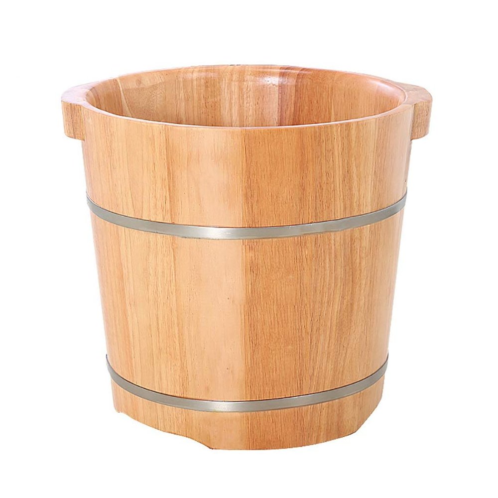 Katzowen Pedicure Foot Soak Wooden Foot Basin, Household Foot Bath, Foot Bath, Household Foot Bath, Foot Bath, Oak Barrel, Home Gift, 34cm Foot Spa Bath Massager
