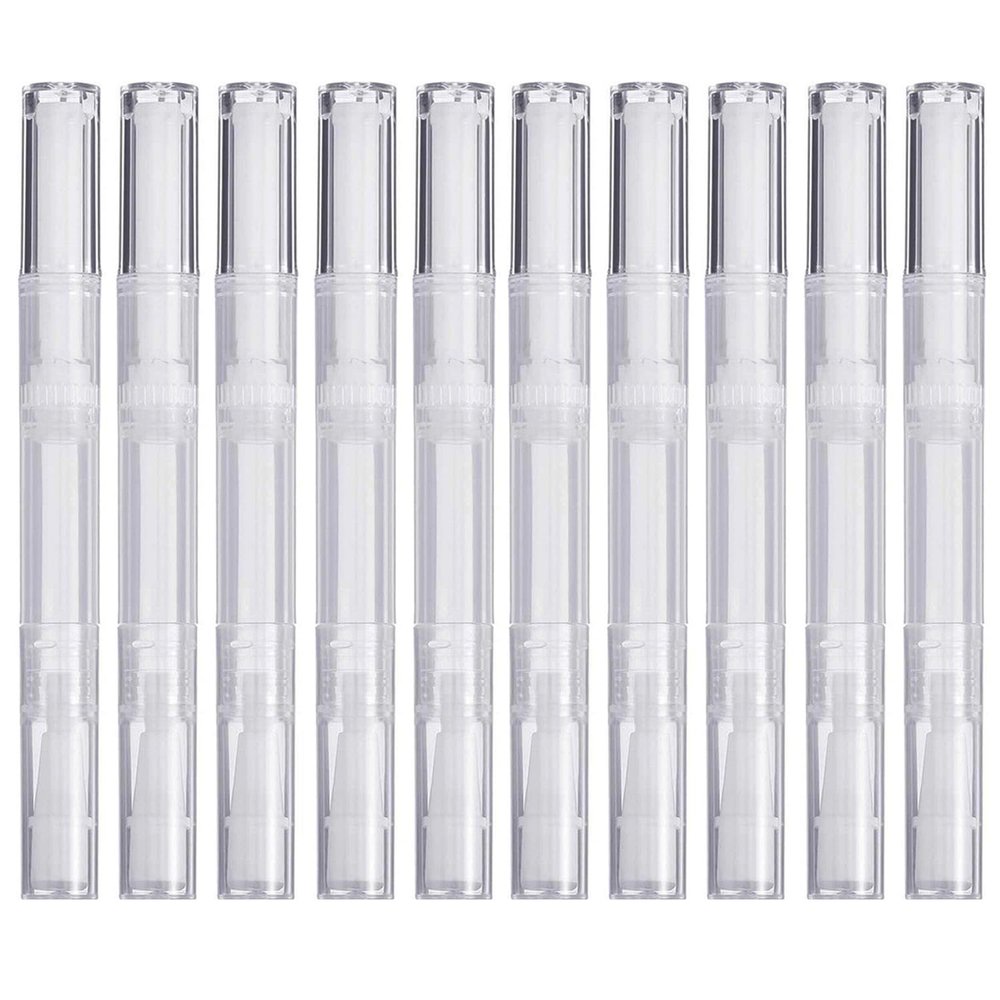 10 Pack 3 ML Transparent Twist Pens, Empty Cuticle Nail Oil Pen with Brush Tip, Cosmetic Lip Gloss Containers Applicators Eyelash Growth Liquid Tube
