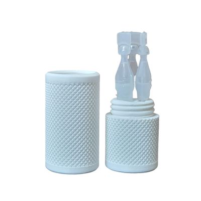 Znet3D Eye Drop Vial Holder & Travel Carry Case - Securely Holds Three (3) Single-Use Vials - Screw-On Lid, Knurled Pattern - Keep Vials Safe & Secure While Traveling (White)