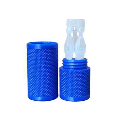 Znet3D Eye Drop Vial Holder & Travel Carry Case - Securely Holds Three (3) Single-Use Vials - Screw-On Lid, Knurled Pattern - Keep Vials Safe & Secure While Traveling (Blue)