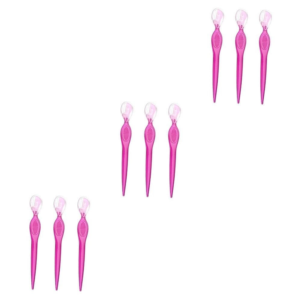 Beaupretty 9pcs Stainless Steel Eyebrow Lightweight Eyebrow Trimmers Non- Grip for Makeup Tools for Women and Girls Red