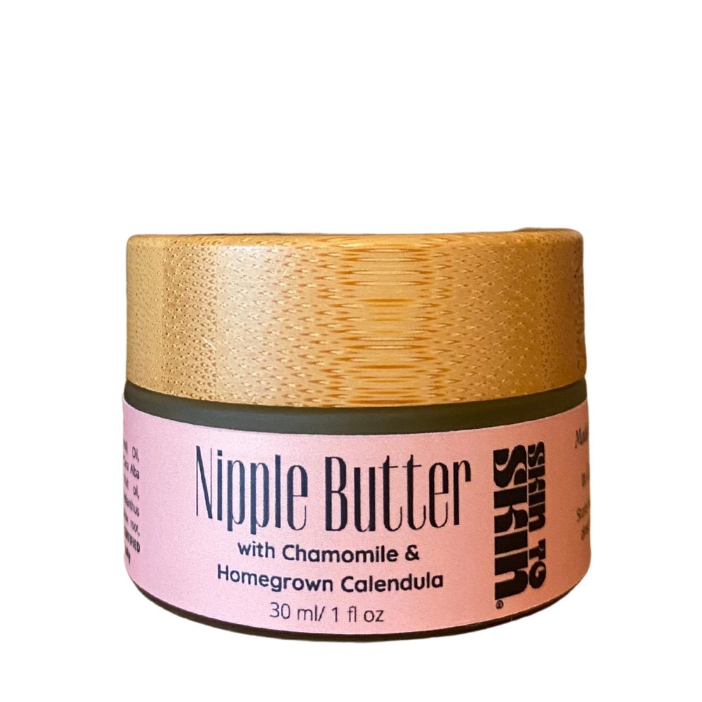 Skin to Skin Organic Nipple Butter 30 ml- Natural Nipple Balm for Breastfeeding - Organic and Natural Nipple Balm for Breastfeed - Handmade Skincare Made with Homegrown Calendula Chamomile and Beeswax