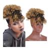 messy bun hair piece Afro High Puff Synthetic Hair Bun Ponytail Drawstring with Bangs Fluffy Afro Short Kinky Curly Pony Tail Clip in Hair Extensions for Women bun hair pieces for women ( Color : Q35- view 1