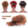 messy bun hair piece Afro High Puff Synthetic Hair Bun Ponytail Drawstring with Bangs Fluffy Afro Short Kinky Curly Pony Tail Clip in Hair Extensions for Women bun hair pieces for women ( Color : Q35- view 4