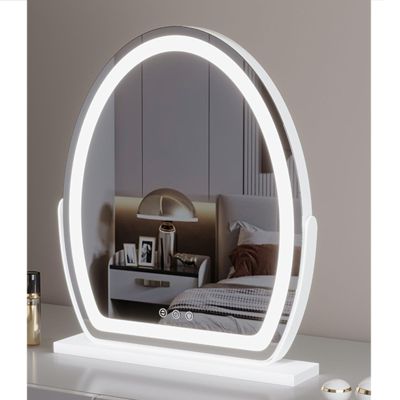 HMLTD Hollywood Vanity Mirror with Lights, 350Rotation, A-Rechargeable and B-Non-Rechargeable Two Styles, 3 Color Lighting and Adjustable Brightness, Touch Control(B - White,30 * 44cm/11.8 * 17.3in)