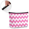 Makeup Bag for Women, Adorable Roomy Zipper Pouch Portable Organizer Cosmetic Bag Travel Storage Accessories (Light Pink and White Chevron) view 4