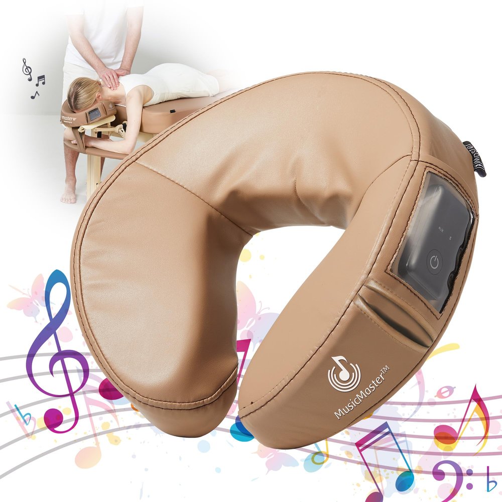 Master Music Crescent Round High Fidelity Sound Face Cradle Cushion- Bluetooth Massage Pillow-Music Headrest Cushion Pad Musical Neck Support for Massage Tables. (Otter Color)