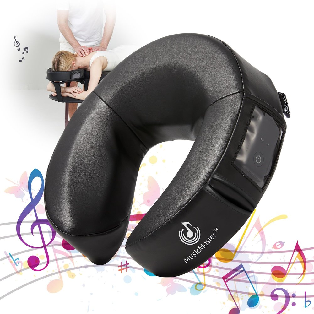 Master Massage Crescent Round High Fidelity Sound Face Cradle Cushion - Bluetooth Massage Pillow - Music Headrest Cushion Pad - Musical Neck Support for Massage Tables (Black)