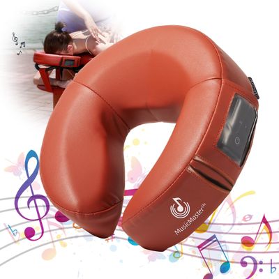 Master Music Crescent Round High Fidelity Sound Face Cradle Cushion- Bluetooth Massage Pillow-Music Headrest Cushion Pad Musical Neck Support for Massage Tables. (Cinamon)