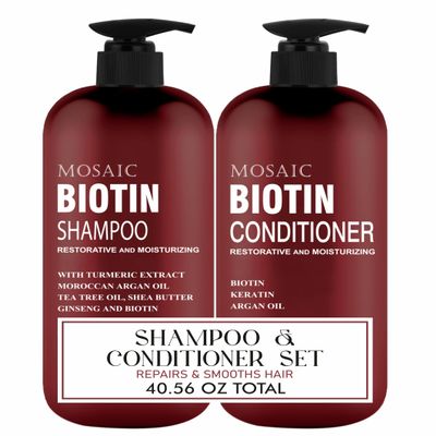Biotin Volumizing Shampoo and Conditioner Set for Thinning Hair and Regrowth - Ultimate Anti Hair Loss, Thickening Growth Treatment Care for Men & Women