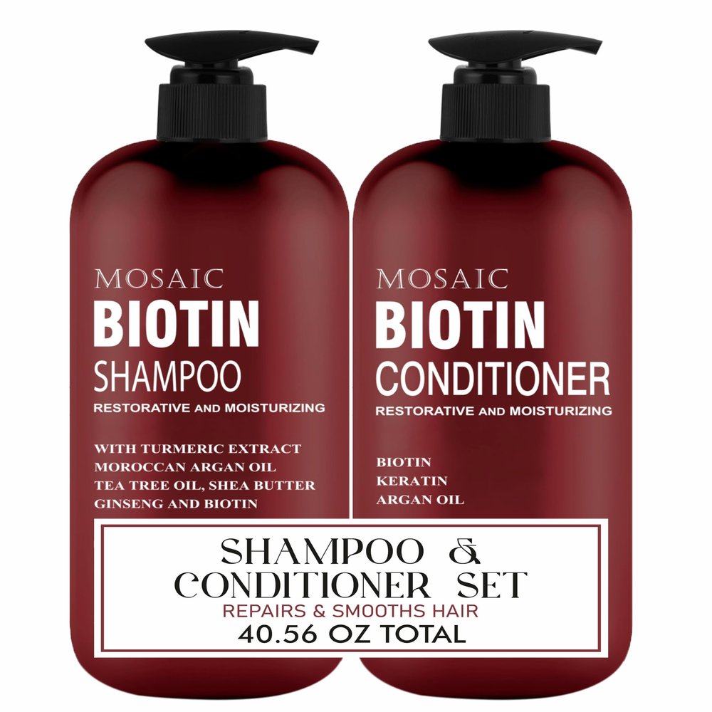Biotin Volumizing Shampoo and Conditioner Set for Thinning Hair and Regrowth - Ultimate Anti Hair Loss, Thickening Growth Treatment Care for Men & Women