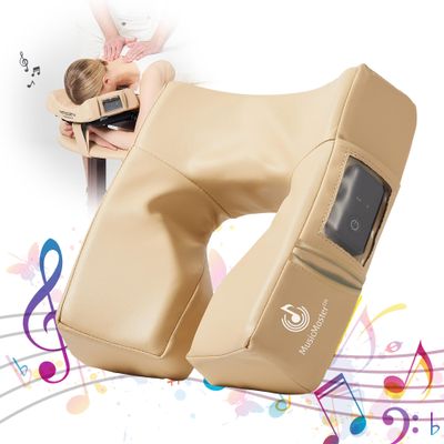 Master Music Patented ErgonomicDream High Fidelity Music Sound Face Cradle Cushion- Bluetooth Massage Pillow-Music Headrest Cushion Pad Musical Neck Support for Massage Tables. (Cream)