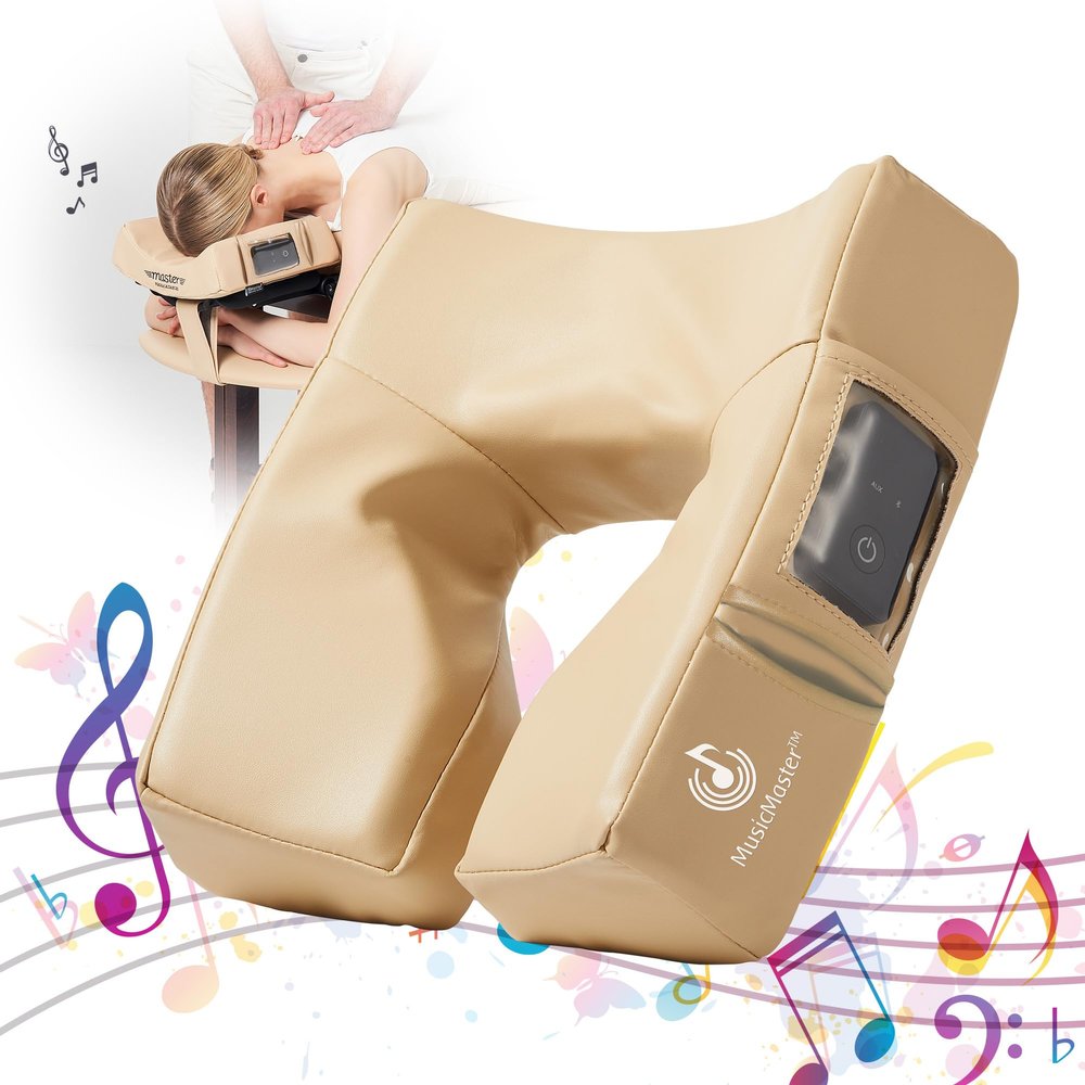 Master Music Patented ErgonomicDream High Fidelity Music Sound Face Cradle Cushion- Bluetooth Massage Pillow-Music Headrest Cushion Pad Musical Neck Support for Massage Tables. (Cream)