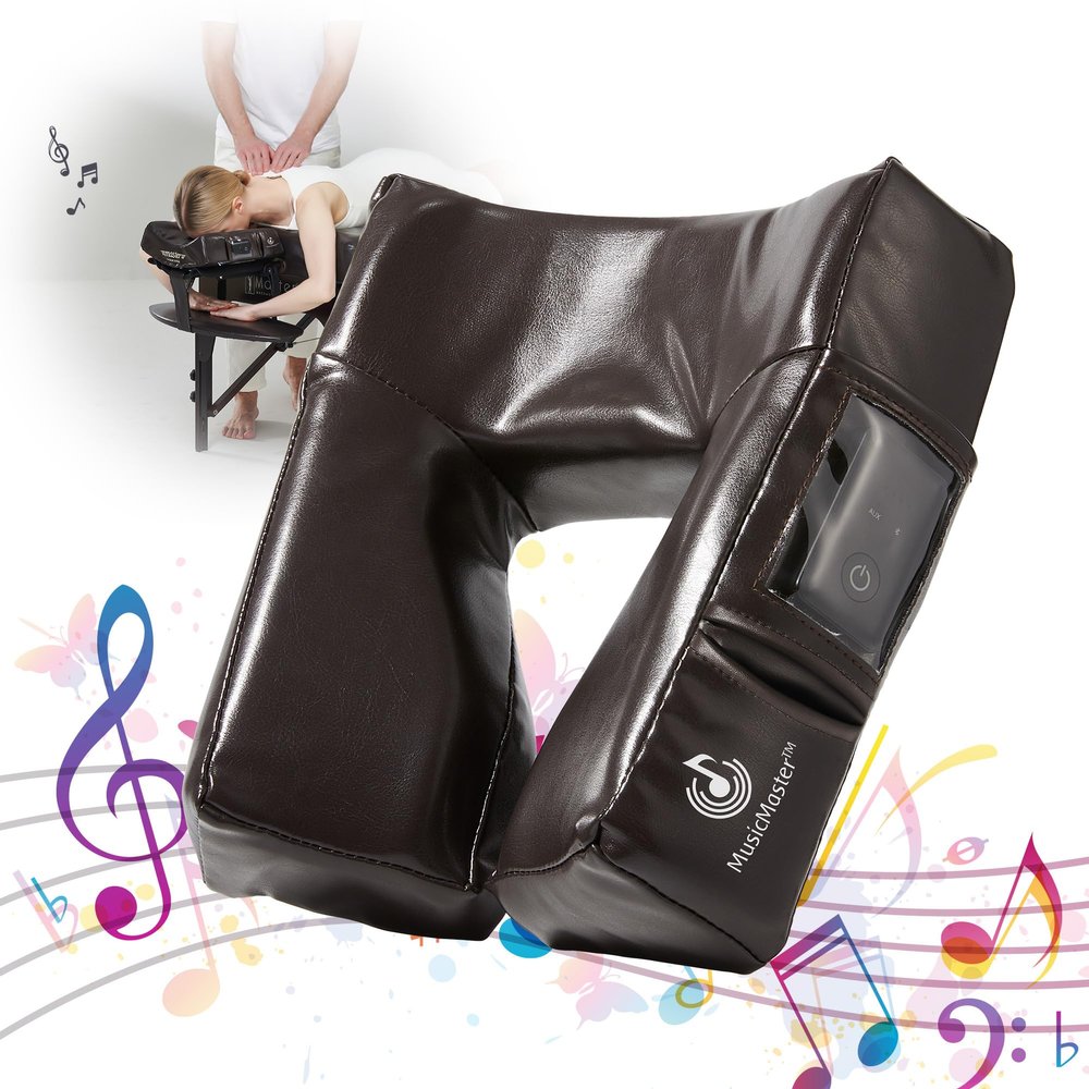 Master Music Patented ErgonomicDream High Fidelity Music Sound Face Cradle Cushion- Bluetooth Massage Pillow-Music Headrest Cushion Pad Musical Neck Support for Massage Tables. (Chocolate Nano)