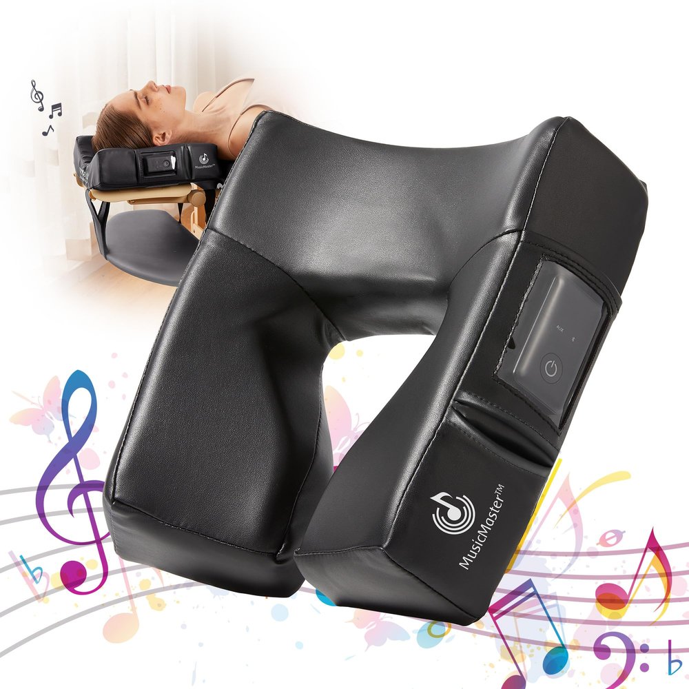 Master Music Patented ErgonomicDream High Fidelity Music Sound Face Down Cradle Cushion Pillow- Bluetooth Massage Pillow-Music Headrest Cushion Pad Musical Neck Support for Massage Tables Bed. (Black)