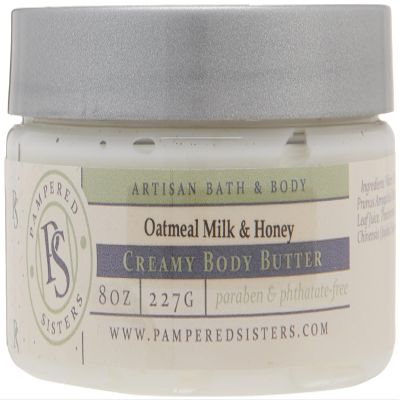 Pampered Sisters | 8 oz Creamy Body Butter | Luxurious Oils and Butters (Oatmeal, Milk, and Honey)