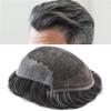 French Lace Front Mens Toupee Bleachhed Knots Human Hair System For Men Poly Skin PU Toupee For Men Natural Hairline Male Hair Prosthessis Breathable Hairphece (7"X9", #1B40 Off Black with 40%gray hair -100%density) view 1