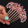 Chargances Luxury Glitter Rhinestone Flower Hair Comb Wedding Pink Crystal Heart Hair Side Comb Sparkly Gems Bridal Hair Accessories Headpiece for Women and Girls (Pink) view 1
