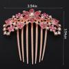 Chargances Luxury Glitter Rhinestone Flower Hair Comb Wedding Pink Crystal Heart Hair Side Comb Sparkly Gems Bridal Hair Accessories Headpiece for Women and Girls (Pink) view 3