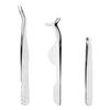 3pcs Eyelash Tweezers, 3 Styles Stainless Steel Eyebrow Tweezers to Apply Eyelash Extension Tweezers Multifunctional Lash Applicator Tool Tweezers for False Lashes Makeup(Silver) view 1