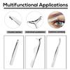 3pcs Eyelash Tweezers, 3 Styles Stainless Steel Eyebrow Tweezers to Apply Eyelash Extension Tweezers Multifunctional Lash Applicator Tool Tweezers for False Lashes Makeup(Silver) view 3