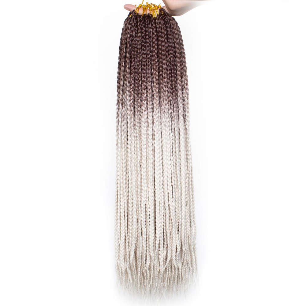 Xtrend 8 Packs 18 Inch Box Braids Crochet Hair Pre-looped 3X Braids Medium knotless Box Braids Hair Extensions Synthetic Crochet Hair for Woman (18Strands/pack 460#)