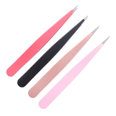 4pcs Colored Eyebrow Clip Pointed Beauty Tools Facial Tool Eyebrow Makeup Pointed Mouth Fake Eyelashes Tweezer ed Mouth Clip Miss