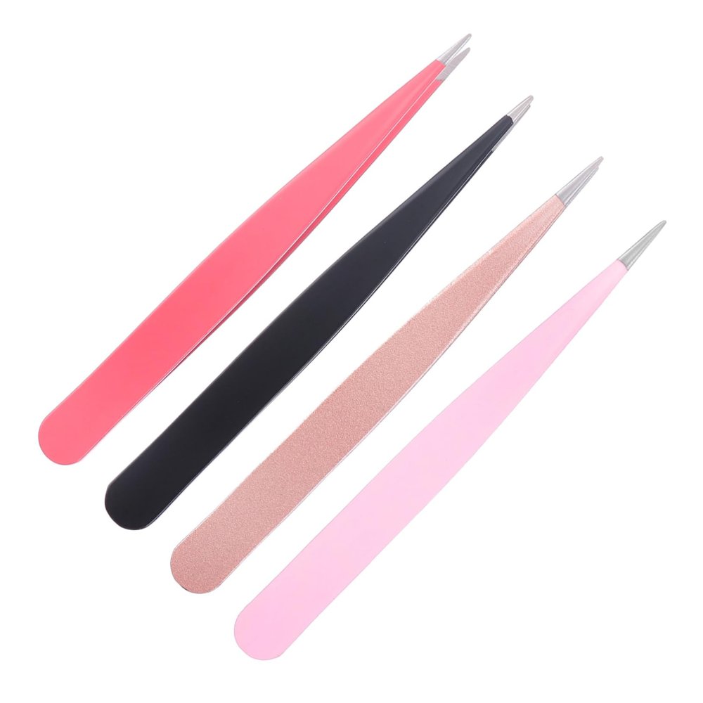 4pcs Colored Eyebrow Clip Pointed Beauty Tools Facial Tool Eyebrow Makeup Pointed Mouth Fake Eyelashes Tweezer ed Mouth Clip Miss