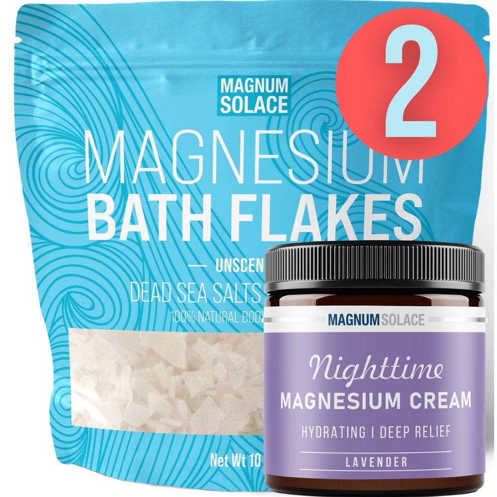 Magnesium Bath Flakes 10 Lbs Unscented & Magnesium Cream (Lavender)