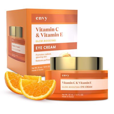 Envy Vitamin C & Vitamin E Under Eye Cream  Visibly Improves Dark Circles & Puffiness  Anti-Aging, Dermatologist Tested, Cruelty-Free Korean Skincare for All Skin Types  1.01 oz