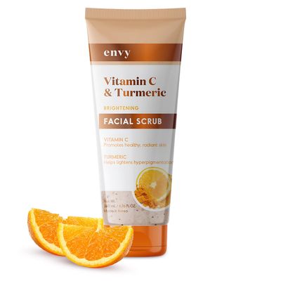 Envy Vitamin C and Turmeric Face Scrub - Clears Blackheads, Improves Dark Spots & Acne - Clean, Cruelty-Free Korean Skin Care for All Skin Types - Dermatologist Tested - 6.76 oz