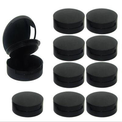15g 0.5oz Cosmetic Jars Portable Refillable Powder Puff Box Empty Make-up Powder Container Reusable Plastic Makeup Cosmetic Jar for DIY Eyeshadow Lipstick Blush Powder Foundation Black Pack of 10