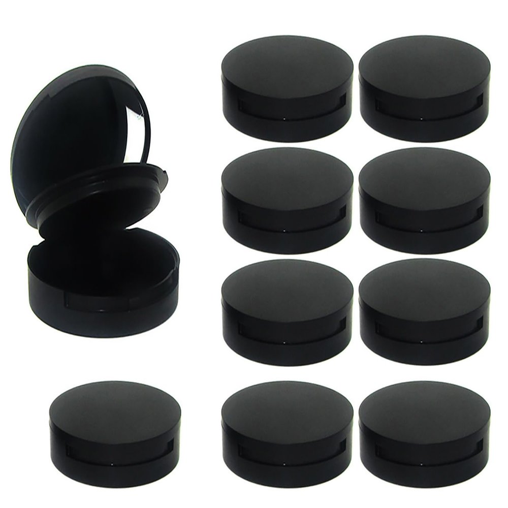 15g 0.5oz Cosmetic Jars Portable Refillable Powder Puff Box Empty Make-up Powder Container Reusable Plastic Makeup Cosmetic Jar for DIY Eyeshadow Lipstick Blush Powder Foundation Black Pack of 10