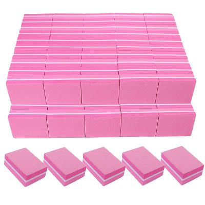 180/240 Grit Nail Buffers (100 Pack), mini Buffer Block Nail File for Acrylic Nails and Natural Nails, Professional Nail Buffer Block Bulk Buffing Blocks for Nail Buff Manicure File Blocks Set Pink