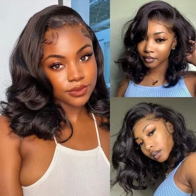 13x6 Bob Wig Human Hair HD Lace Front Wigs for Black Women Human Hair 150% Density Glueless Wigs Human Hair Pre Plucked Loose Body Wave Short Bob Wig Brazilian Unprocessed Virgin Human Hair Wig
