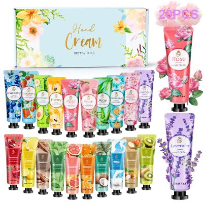 OFUN 20 Pack Hand Cream Gift Set for Women Mini Hand Care Lotion Travel Size for Dry Cracked Hand Plant Fragrance Hands Care Moisturizing Cream for Christmas Mother's Day Valentine's Day